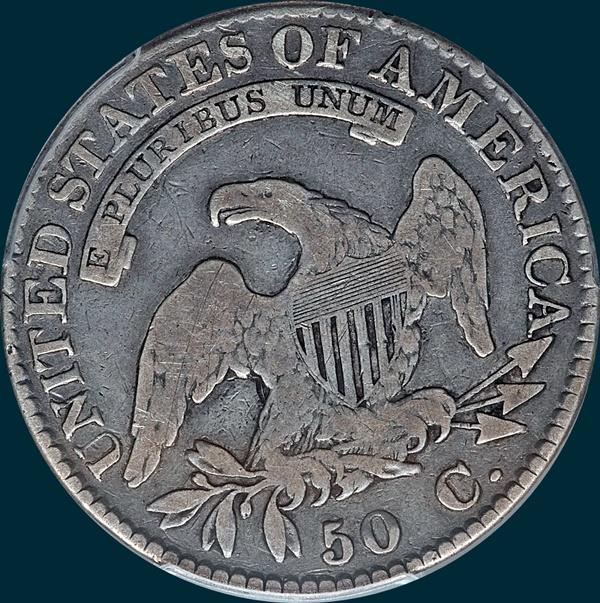 1823 O-113, capped bust half dollar