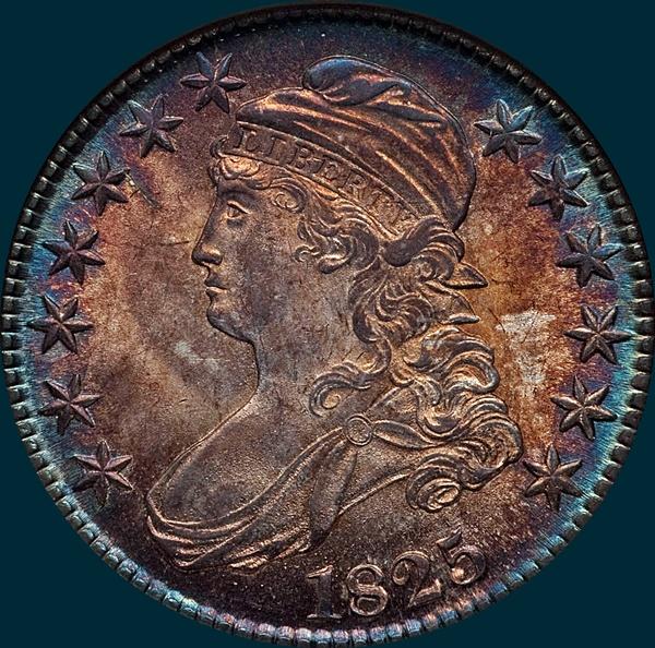 1825, O-101, Capped Bust, Half Dollar