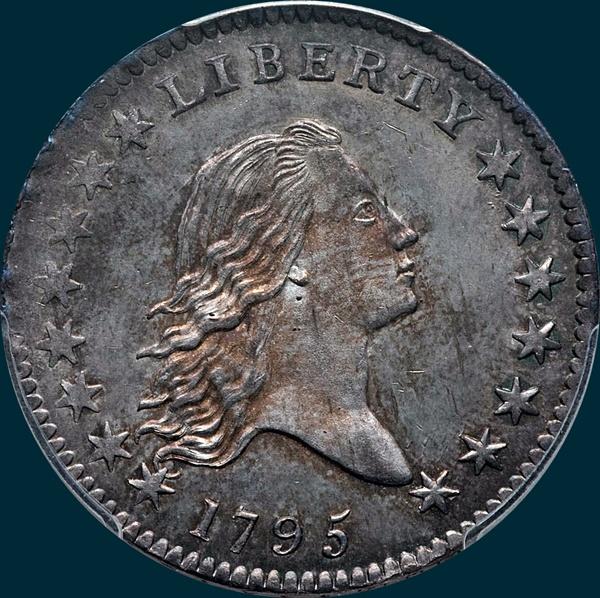 1795, O-129 Edge, Flowing Hair, Half Dollar