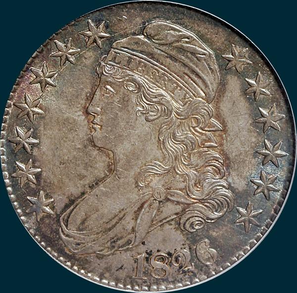 1826, O-108, Capped Bust, Half Dollar