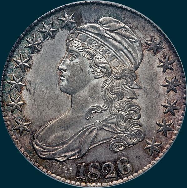 1826, O-108 Prime, Capped Bust, Half Dollar