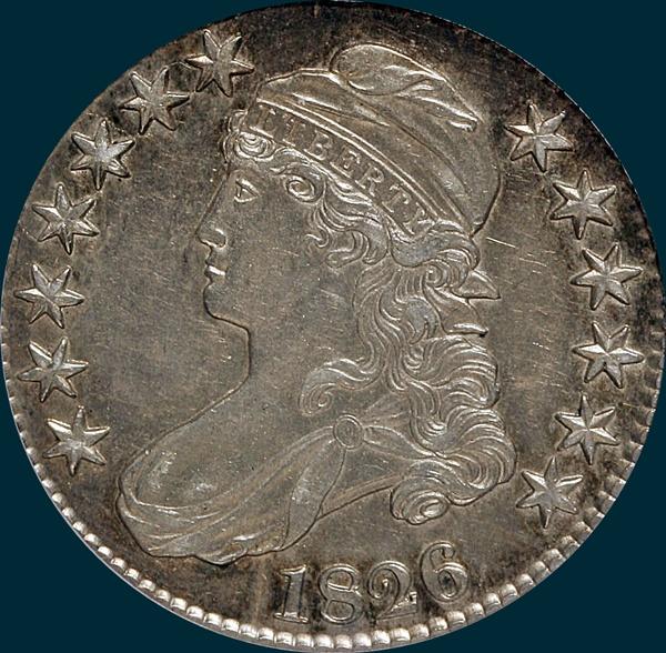 1826 O-116, capped bust half dollar