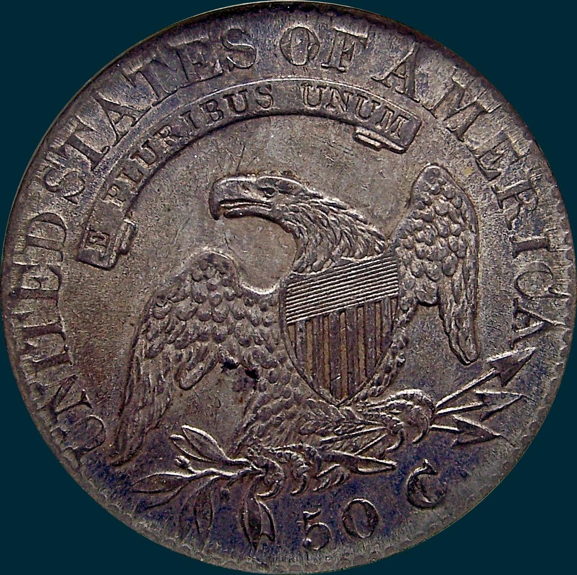 1826 O-117, capped bust half dollar