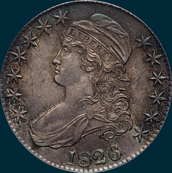 1826, O-120, capped bust, half dollar