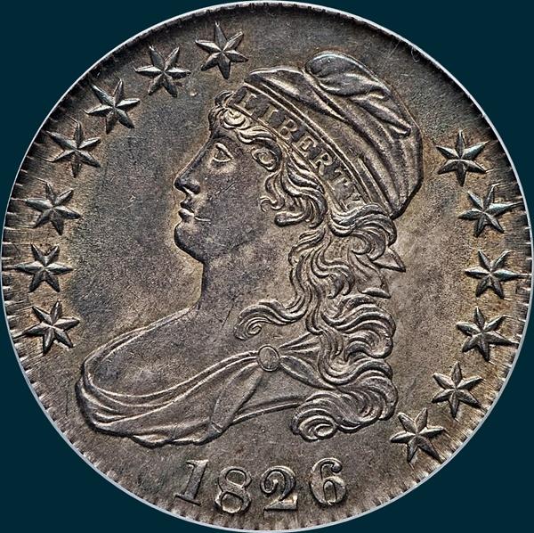 1826, O-120a, Capped Bust Half Dollar