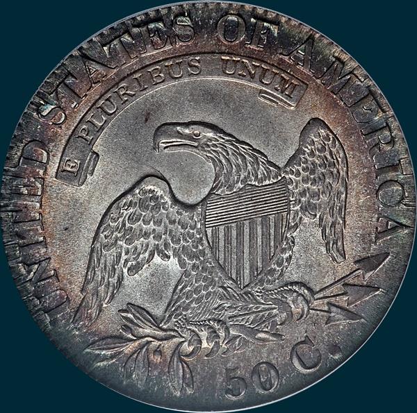 1826 O-115, capped bust half dollar