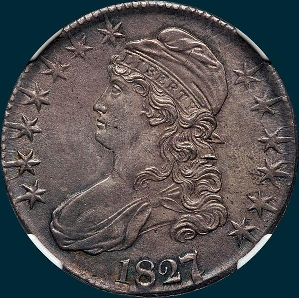 1827, O-103, 7 over 6, Capped Bust, Half Dollar