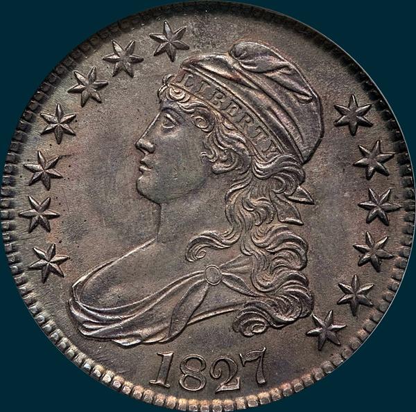 1827 O-104, Capped bust half dollar