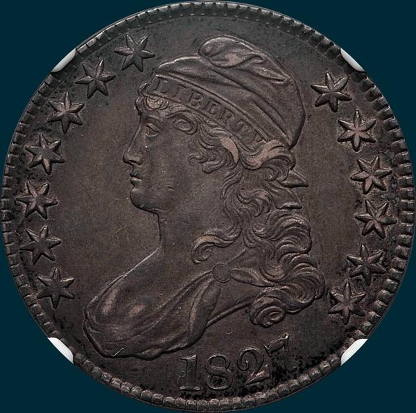 1827 O-108, Capped bust half dollar