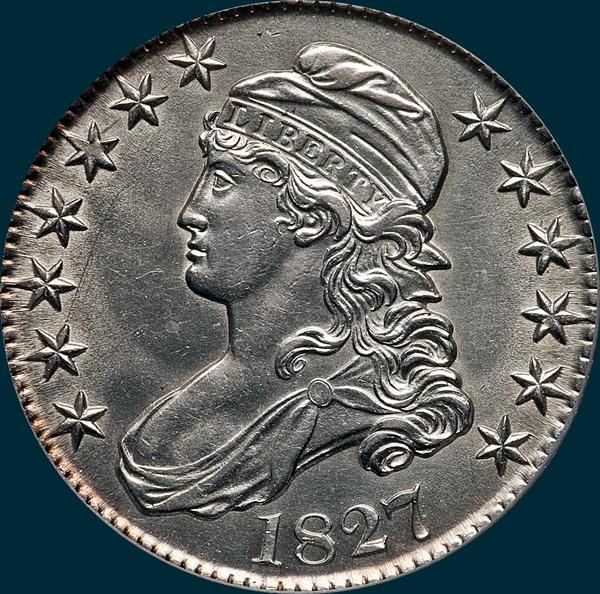 1827 O-111, Capped bust half dollar
