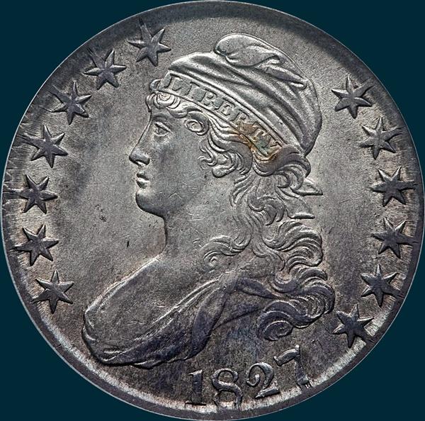 1827, O-119, R3, Square Base 2, Capped Bust, Half Dollar