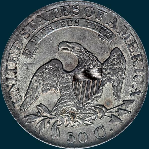 1827, O-119, R3, Square Base 2, Capped Bust, Half Dollar