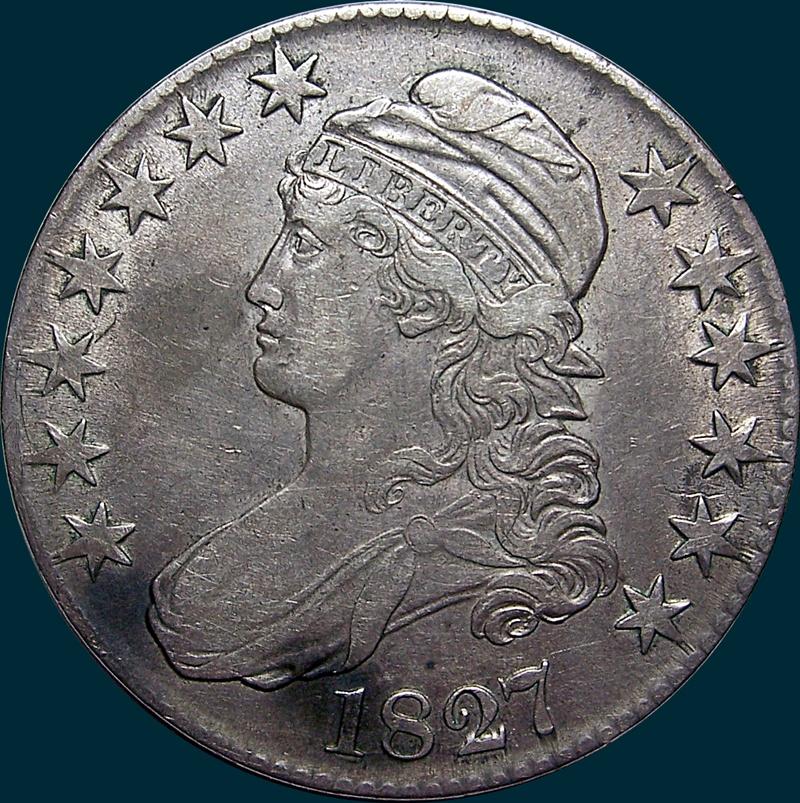 1827 O-126, Capped bust half dollar
