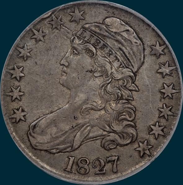 1827 O-127, Capped bust half dollar