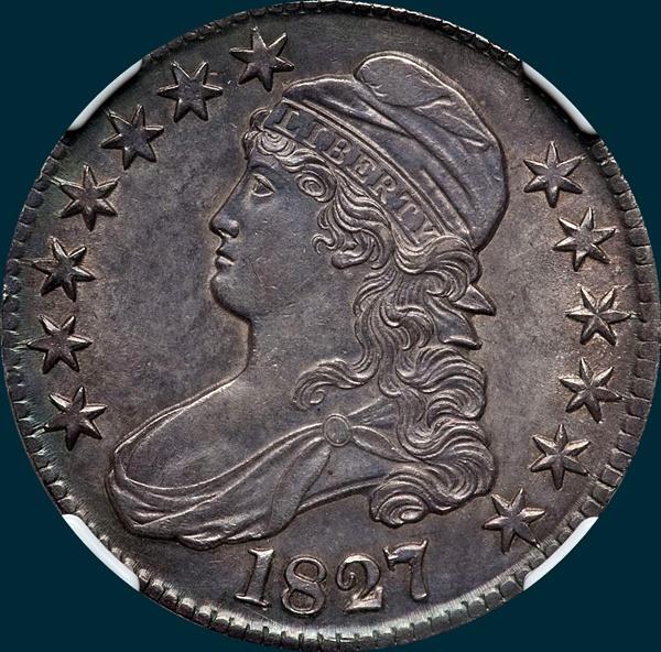 1827 O-128, Capped bust half dollar