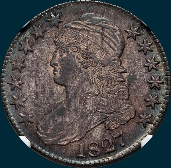 1827, O-138, R4, Square Base 2, Capped Bust, Half Dollar