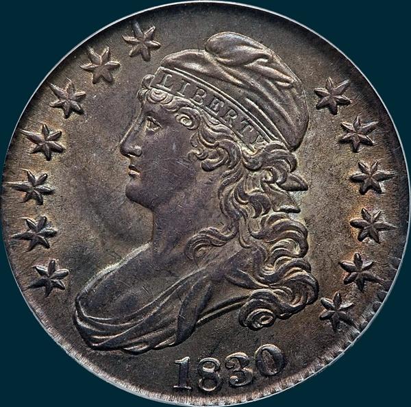 1830 O-118, small 0, capped bust half dollar