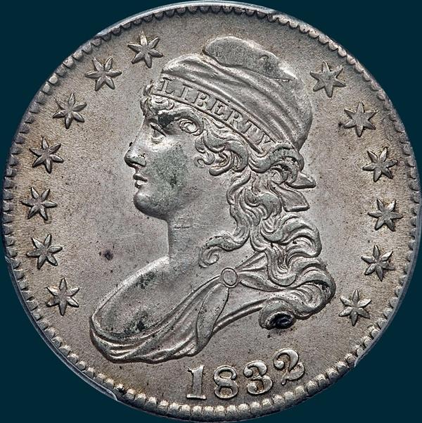 1832 o-117, capped bust half dollar