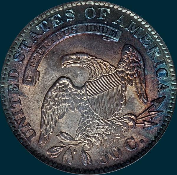 1833 O-105, capped bust half dollar