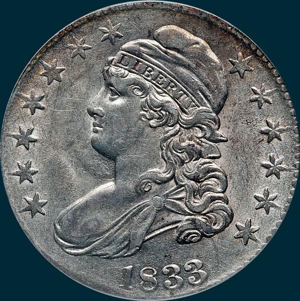 1833, O-111, Capped Bust Half Dollar