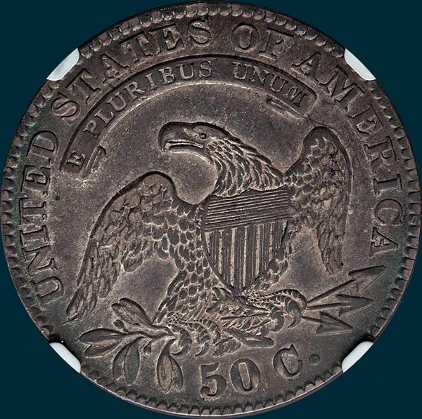 1833 O-114, capped bust half dollar