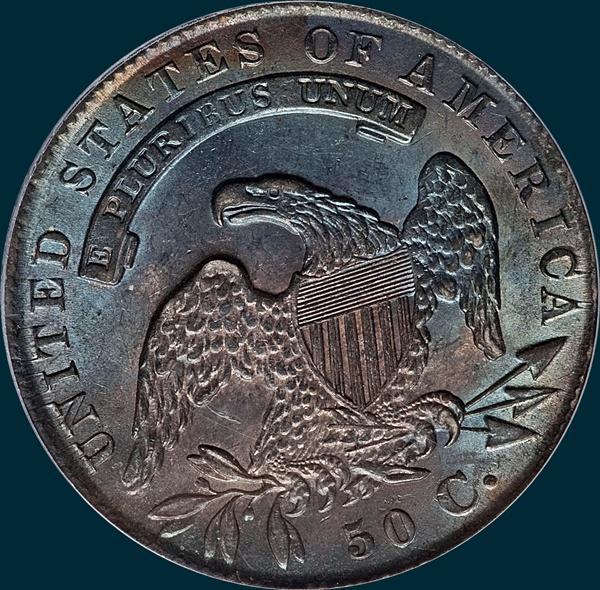 1834 O-121, capped bust half dollar