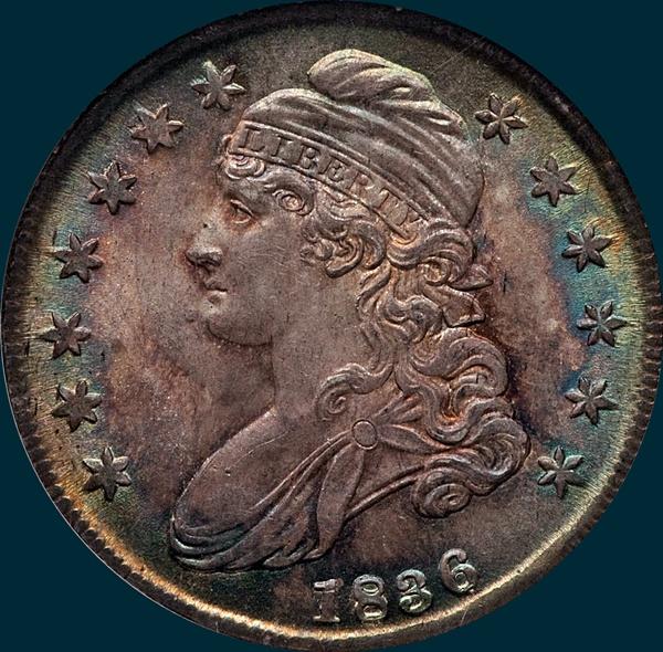 1836, O-115, Capped Bust, Half Dollar