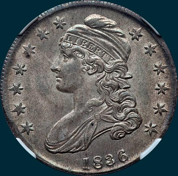 1836, O-117, Capped Bust, Half Dollar