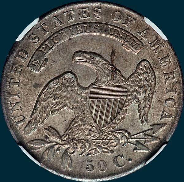1836 o-117, capped bust half dollar