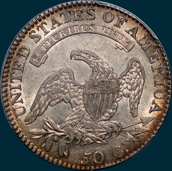 1818 O-115, capped bust half dollar