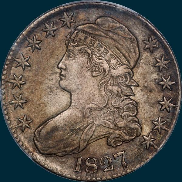 1827, O-137, R6, Square Base 2, Capped Bust, Half Dollar