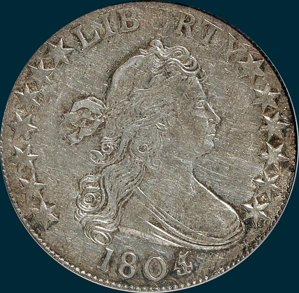 1805/4, O-103, R5+, Draped Bust, Half Dollar