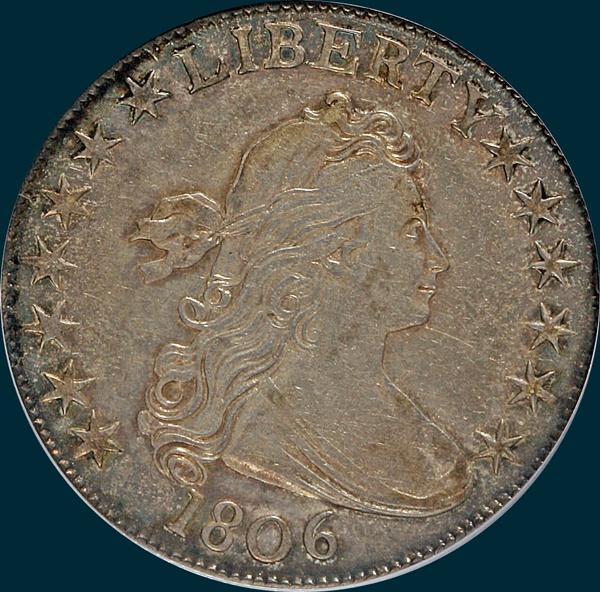 1806, O-125, Pointed 6, Stem, Draped Bust, Half Dollar