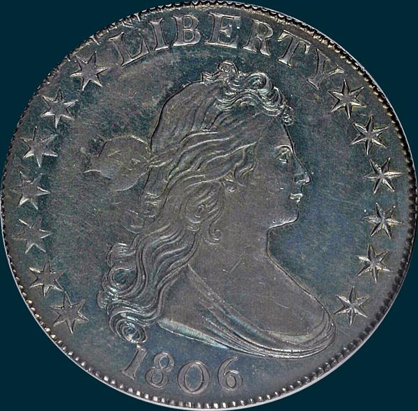 1806, O-125a, Pointed 6, Stem, Draped Bust, Half Dollar