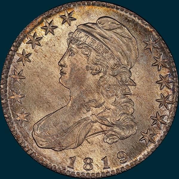 1819 O-108, capped bust, half dollar