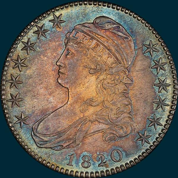 1820, O-101, 20 over 19, Squarel Base 2, Capped Bust, Half Dollar