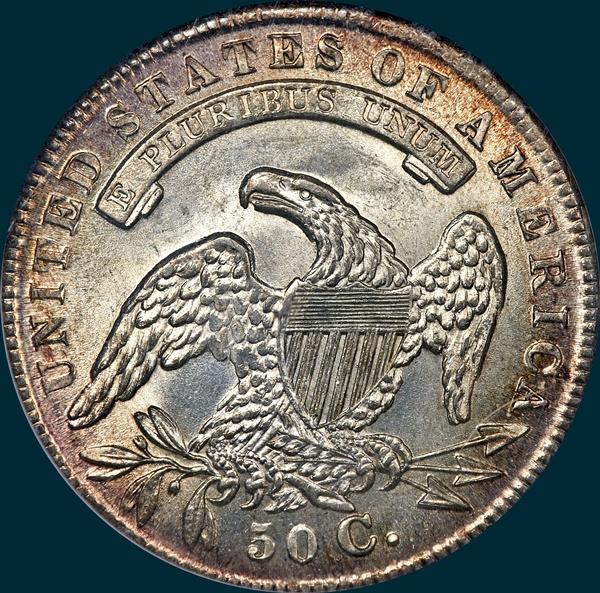 1834 O-107, capped bust half dollar