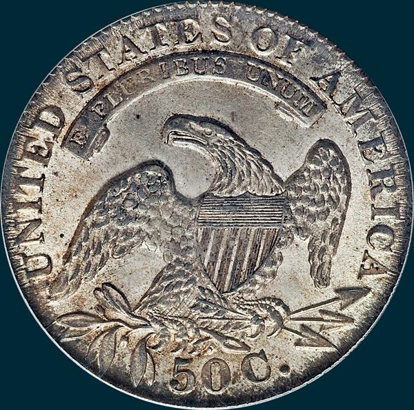 1833 O-104, capped bust half dollar