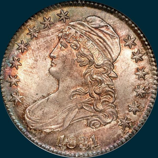 1831, O-102, Capped Bust, Half Dollar