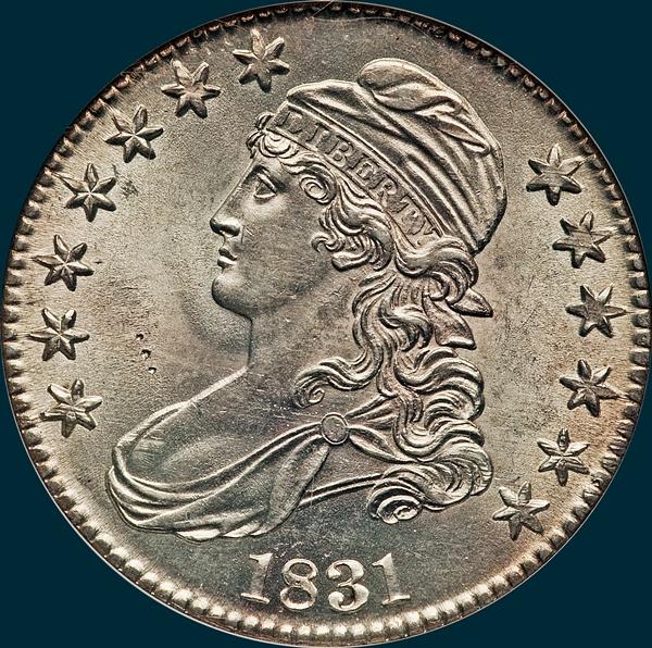 1831, O-116 capped bust half dollar