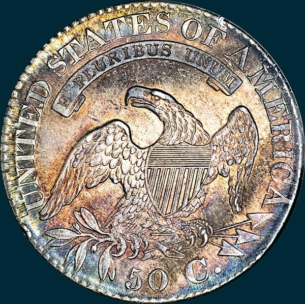 1827, O-117, R3, Square Base 2, Capped Bust, Half Dollar