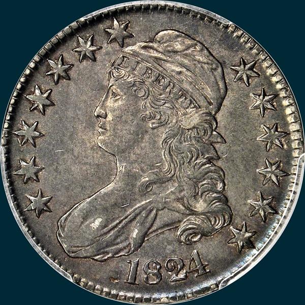 1824, O-114, Capped Bust, Half Dollar