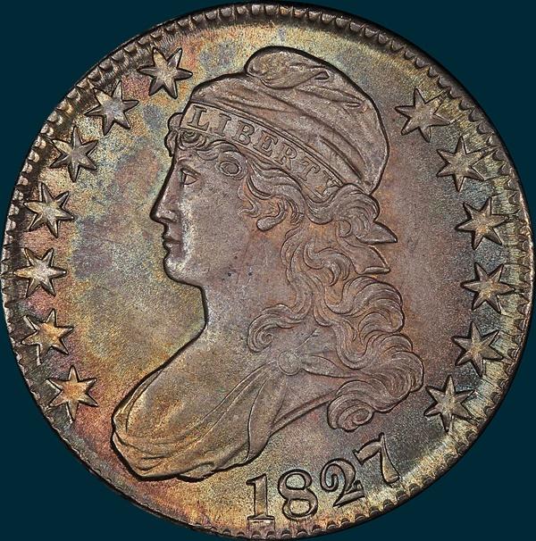 1827, O-118, R3, Square Base 2, Capped Bust, Half Dollar