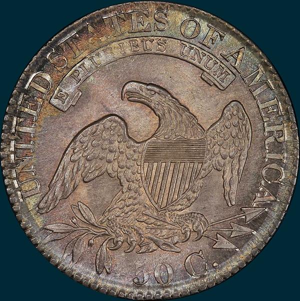 1827 O-118, Capped bust half dollar