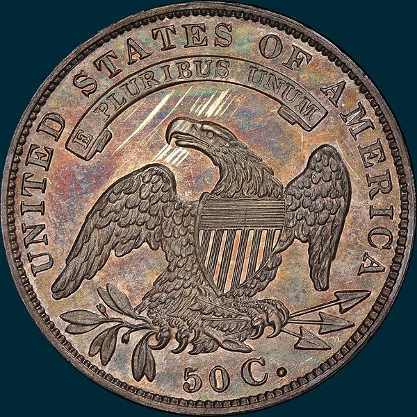 1833 O-116, crushed lettered edge,  capped bust half dollar