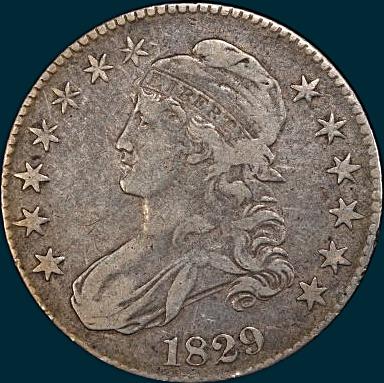 1829 O-120, capped bust half dollar