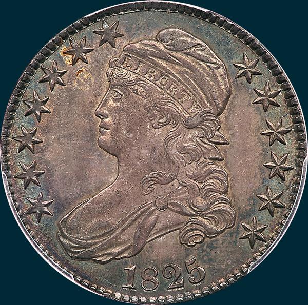 1825, O-107, Capped Bust, Half Dollar
