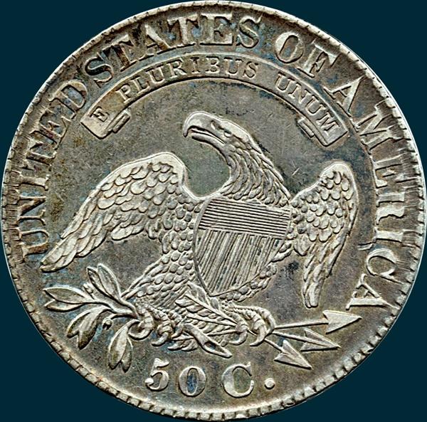 1828, O-107a, Curl Base 2, Knob, Capped Bust, Half Dollar