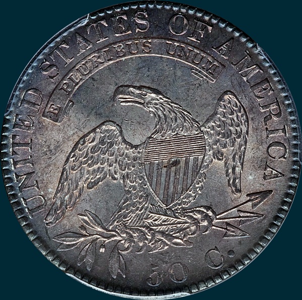 1821 o-103, capped bust, half dollar