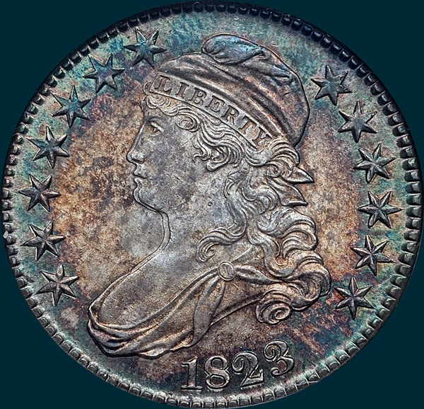 1823, O-104, Capped Bust, Half Dollar
